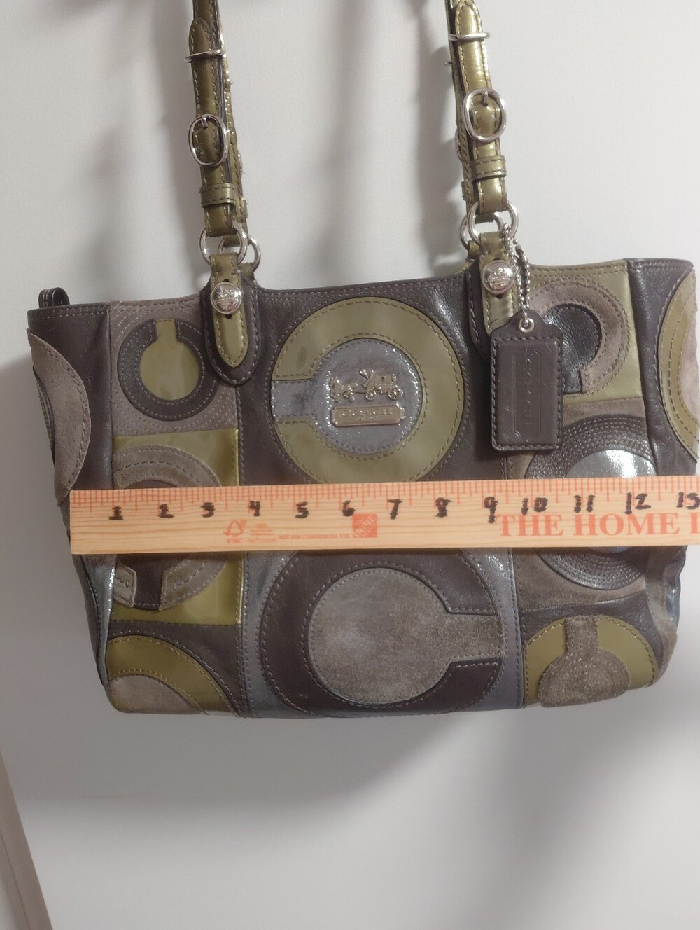 Coach Mia OP Artwork Tote in Olive/Gray/Gold/Silver Suede Leather 15748 - Picture 5 of 14